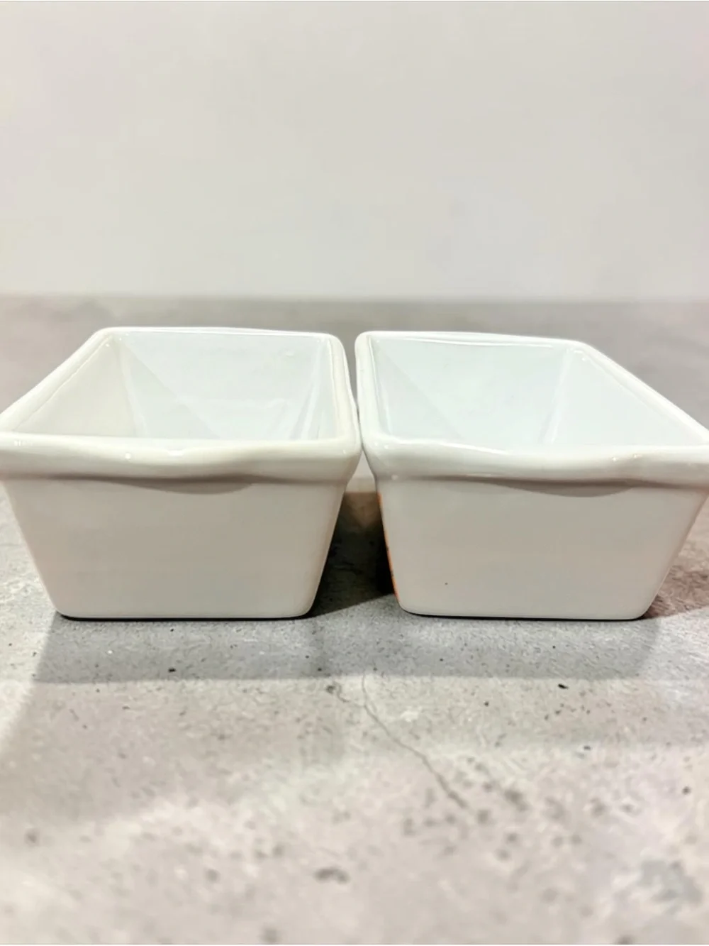 White Ceramic Ramekin Set with Orange Floral Border - Set of 2